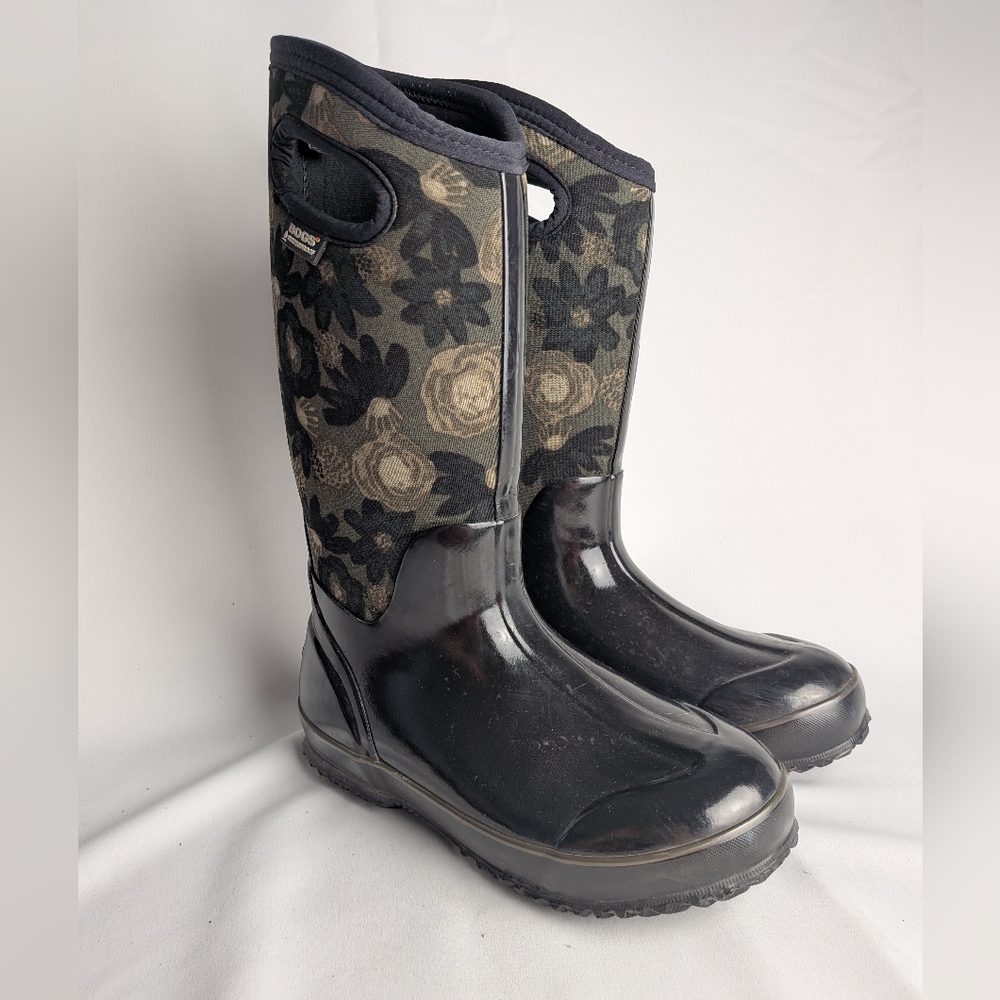 Floral Black Women's Boots